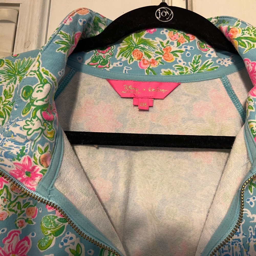Lilly Pulitzer Disney Blue and Pink 1/4 zip top